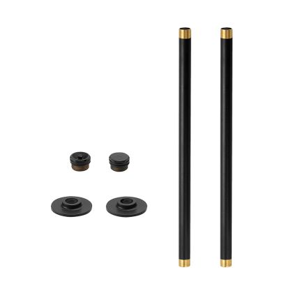 Milano - Black Radiator Trim Kit - Pipe Connectors with Blanking and Bleed Plugs