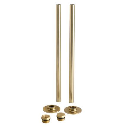 Milano - Brushed Brass Radiator Trim Kit - Pipe Connectors with Blanking and Bleed Plugs