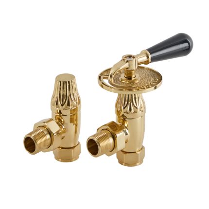 Milano - Traditional Angled Thermostatic Radiator Valves - Polished Brass