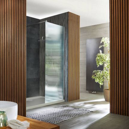 Milano Florence - Fluted Glass Chrome Walk-In Shower Enclosure with Tray - Choice of Sizes