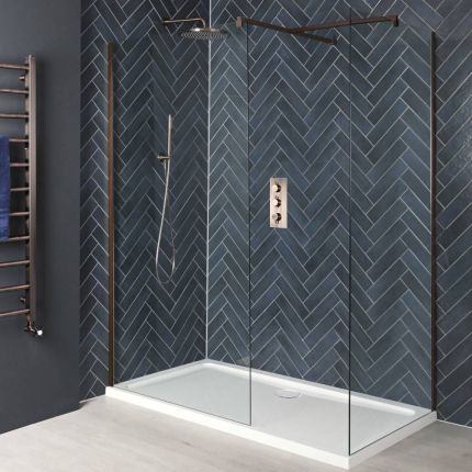 Milano Eris - Copper Corner Walk-In Shower Enclosure with Tray - Choice of Sizes
