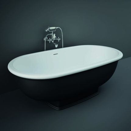 RAK Washington - Black Traditional Double-Ended Freestanding Bath - 1560mm x 810mm
