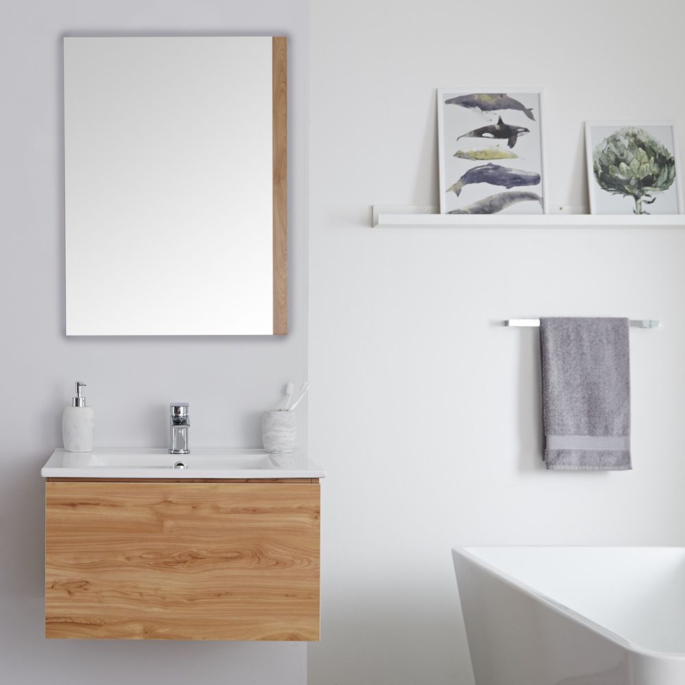 Milano Oxley Golden Oak 600mm Wall Hung Vanity Unit With Basin