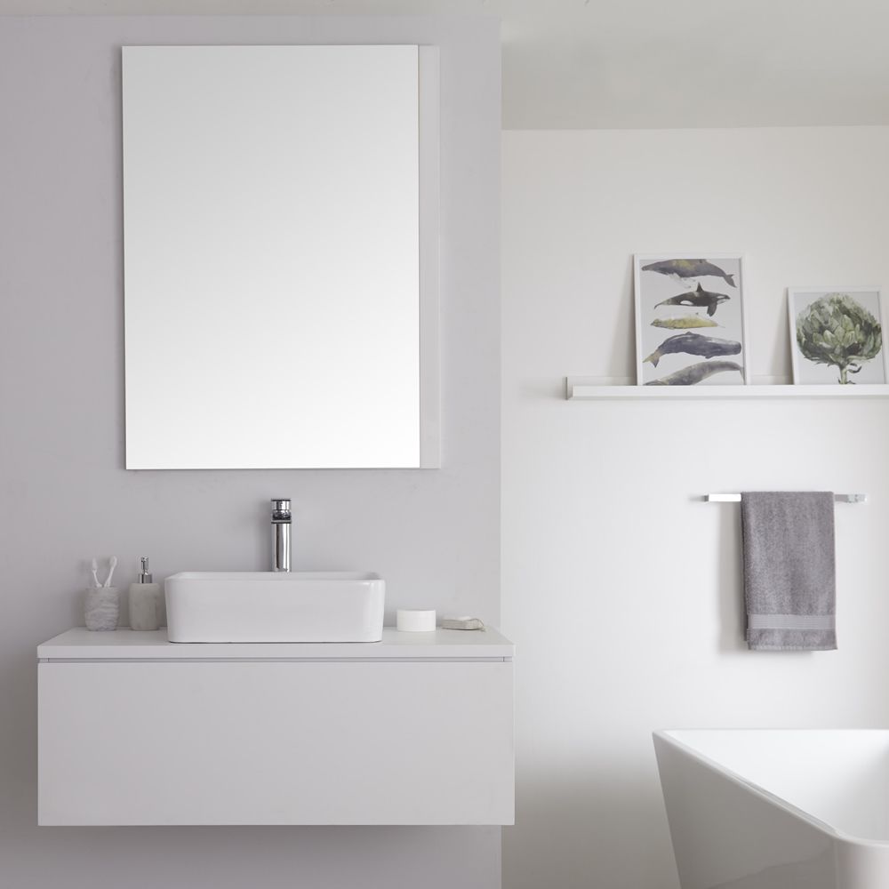 Milano Oxley White 1000mm Wall Hung Vanity Unit With Countertop