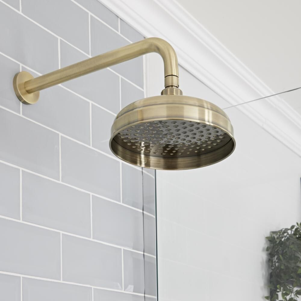 Milano Elizabeth - 200mm Traditional Apron Shower Head - Brushed Gold