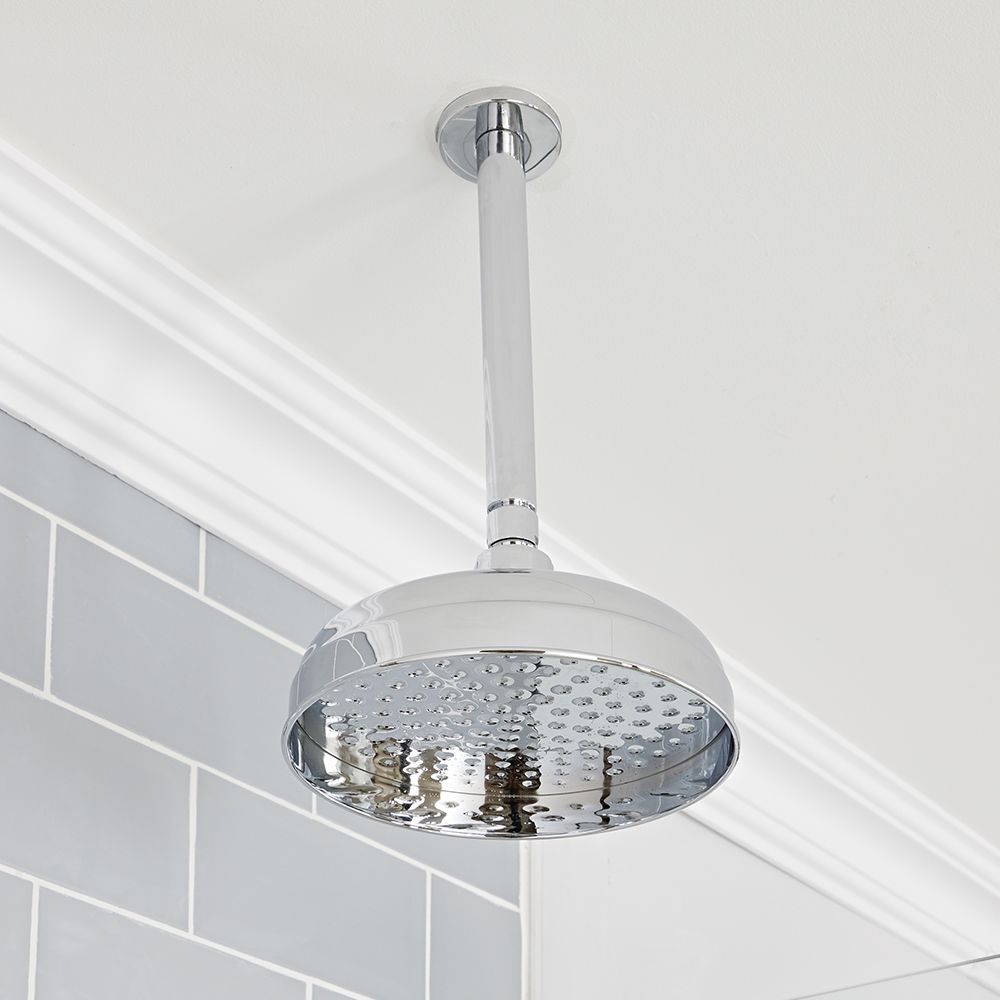 Milano Elizabeth - Chrome 200mm Traditional Apron Shower Head and Ceiling Arm
