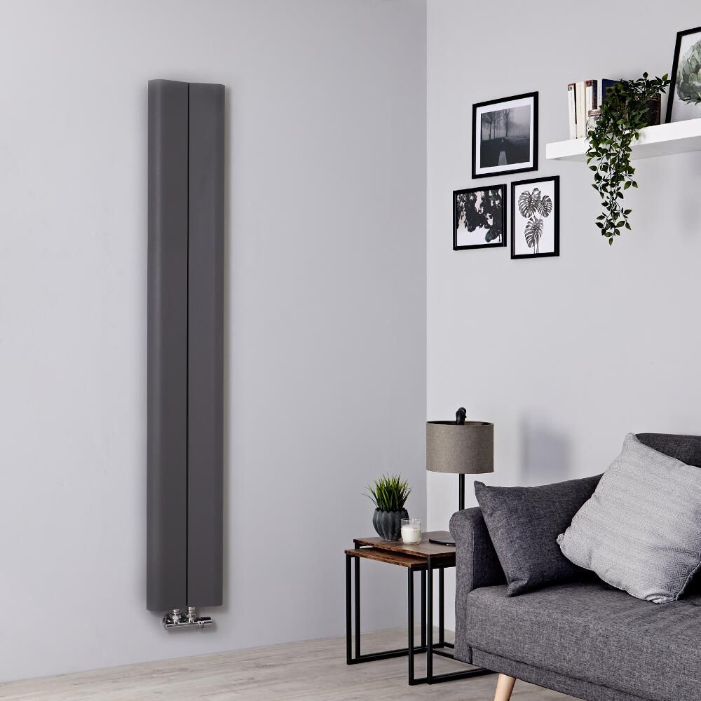 Milano Solis - Aluminium Light Grey Vertical Designer Radiator - 1600mm x 245mm (Single Panel)