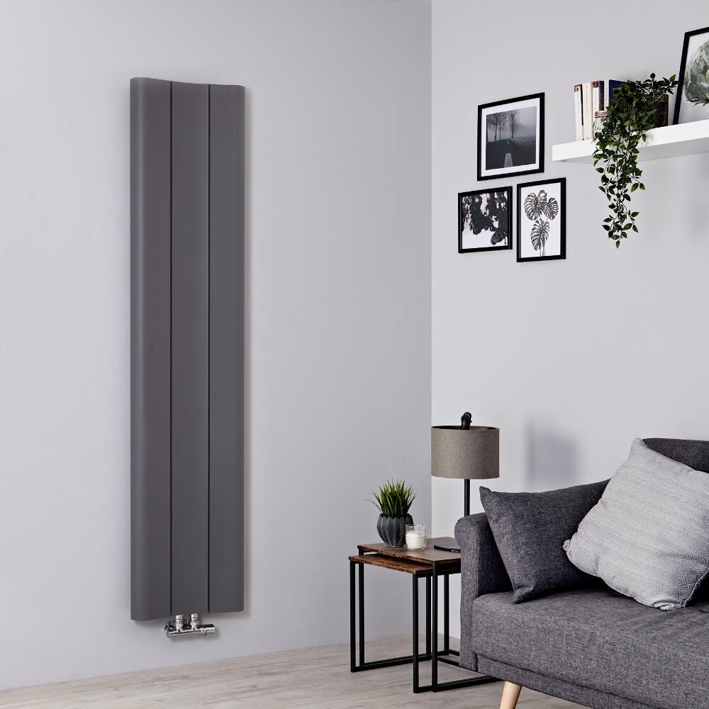 Milano Solis - Aluminium Light Grey Vertical Designer Radiator - 1600mm x 370mm (Single Panel)