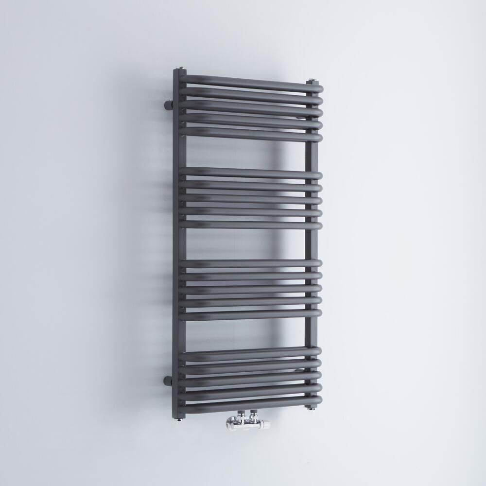 Milano Bow - Anthracite D-Bar Central Connection Heated Towel Rail - 1000mm x 500mm