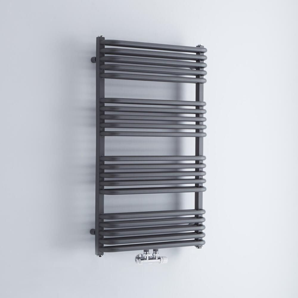 Milano Bow - Anthracite D-Bar Central Connection Heated Towel Rail - 1000mm x 600mm