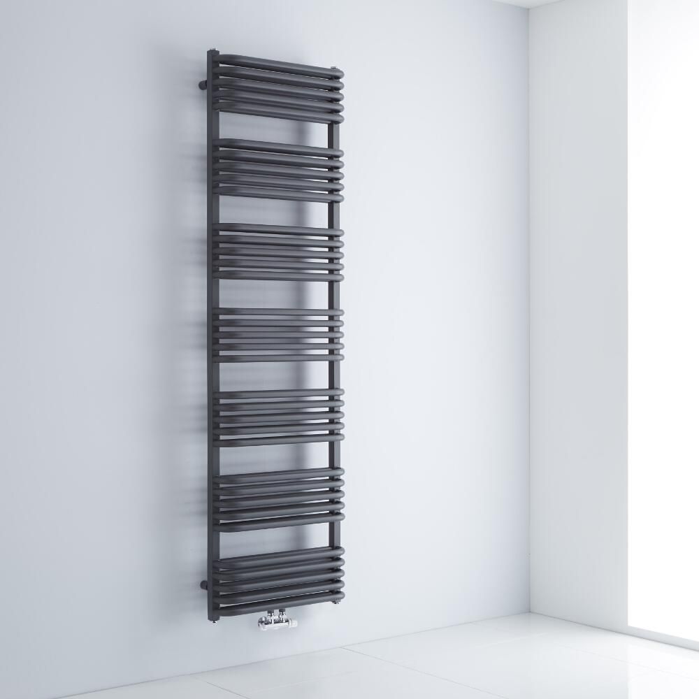 Milano Bow - Anthracite D-Bar Central Connection Heated Towel Rail - 1800mm x 500mm