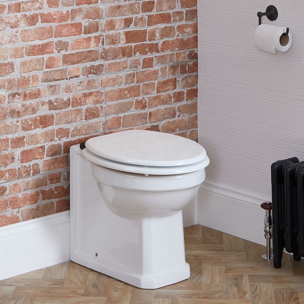 Milano Richmond - Traditional Comfort Height Back to Wall Toilet and White Seat - Black