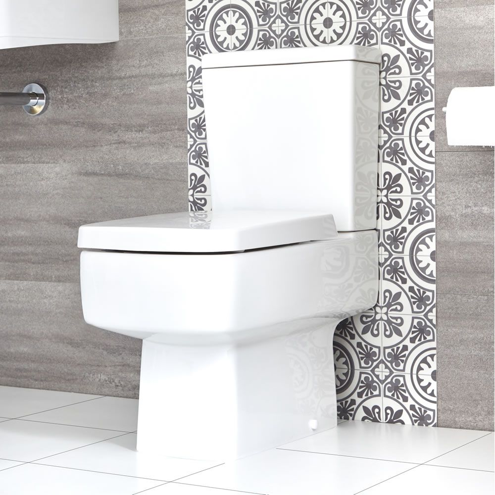 Milano Elswick- Modern Close Coupled Toilet with Soft Close Seat and Chrome Flush Button