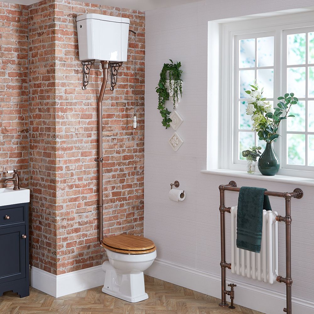 Milano Richmond - Traditional Comfort Height High Level Toilet with Cistern and Oak Seat - Oil Rubbed Bronze