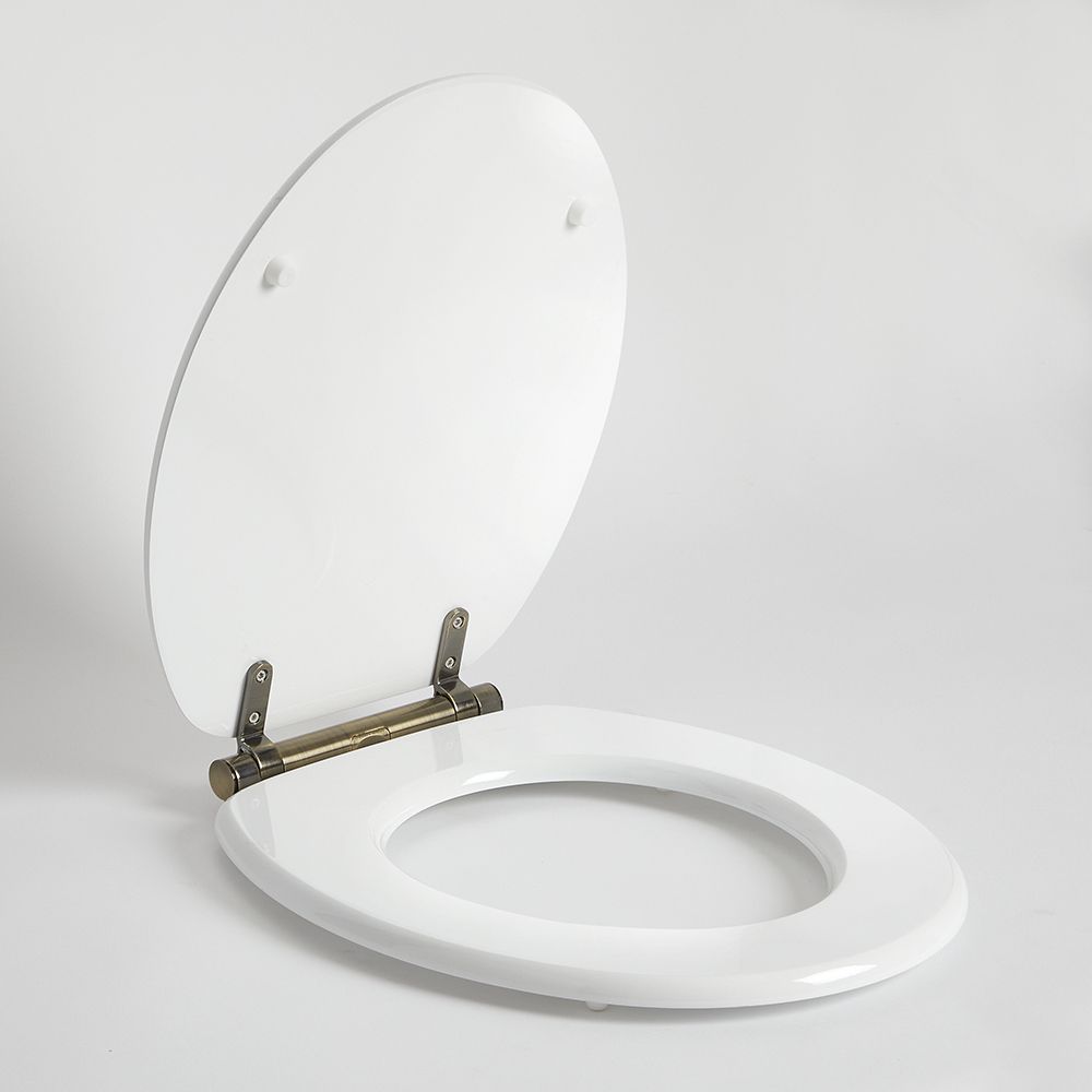 Milano Richmond - Traditional White Soft Close Toilet Seat with Brushed Gold Hinges