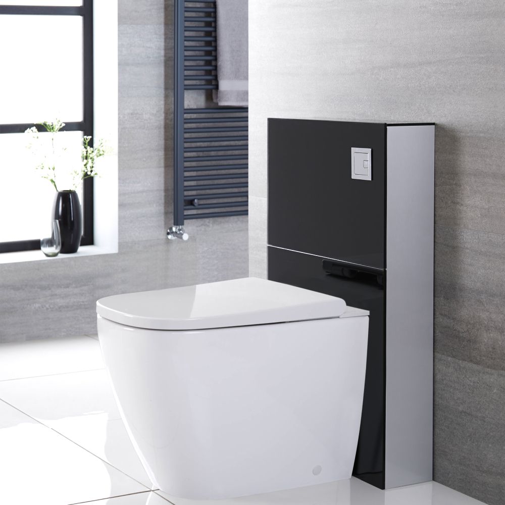 Milano Arca - Black 500mm Compact WC Unit with Back to Wall Japanese Bidet Toilet