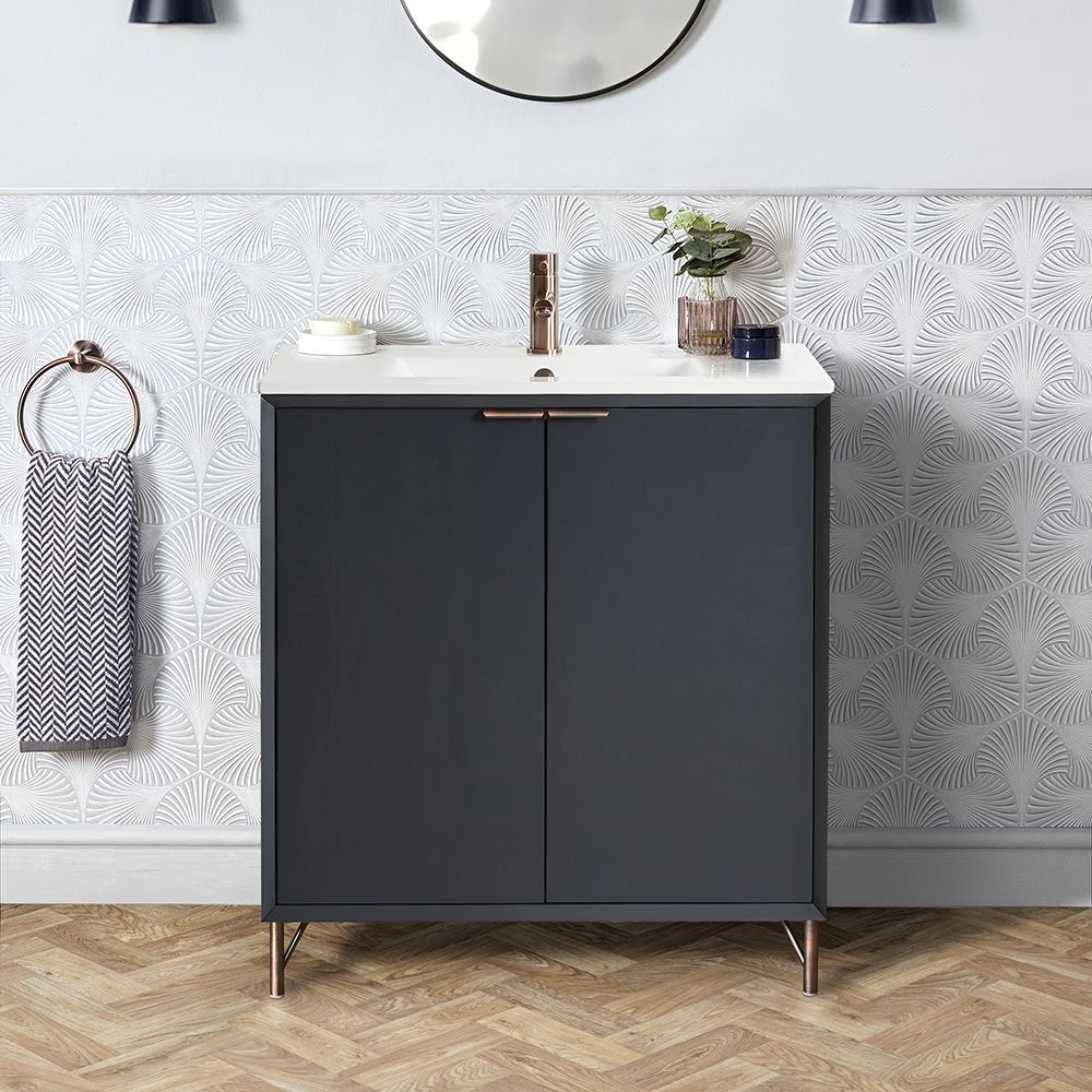 Milano Edge - Anthracite 800mm Modern Vanity Unit with Basin - Choice of Handles