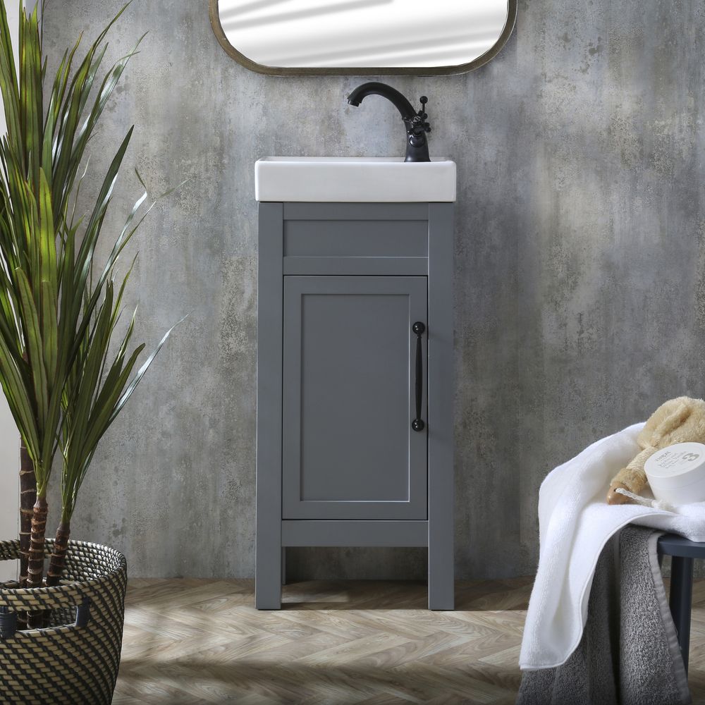 Milano Aston - Light Grey 400mm Traditional Cloakroom Vanity Unit with Basin - Choice of Handles