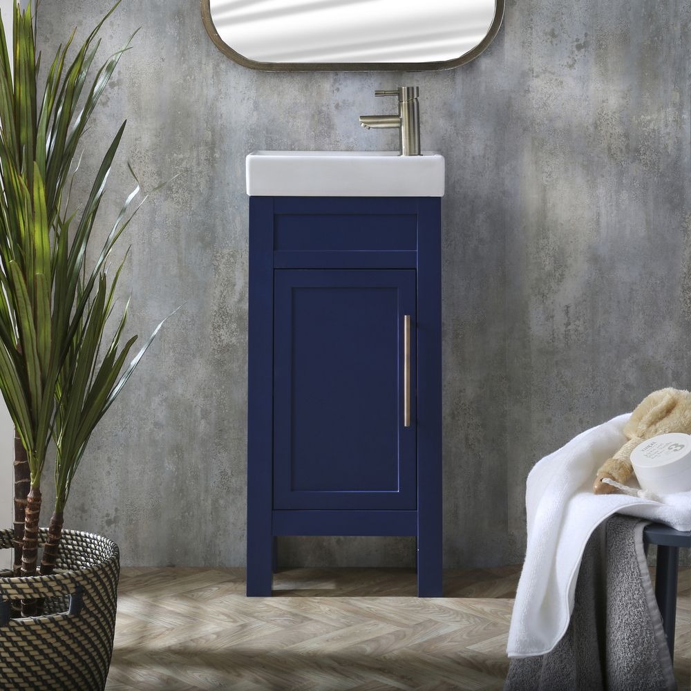 Milano Aston - Navy 400mm Traditional Cloakroom Vanity Unit with Basin - Choice of Handles