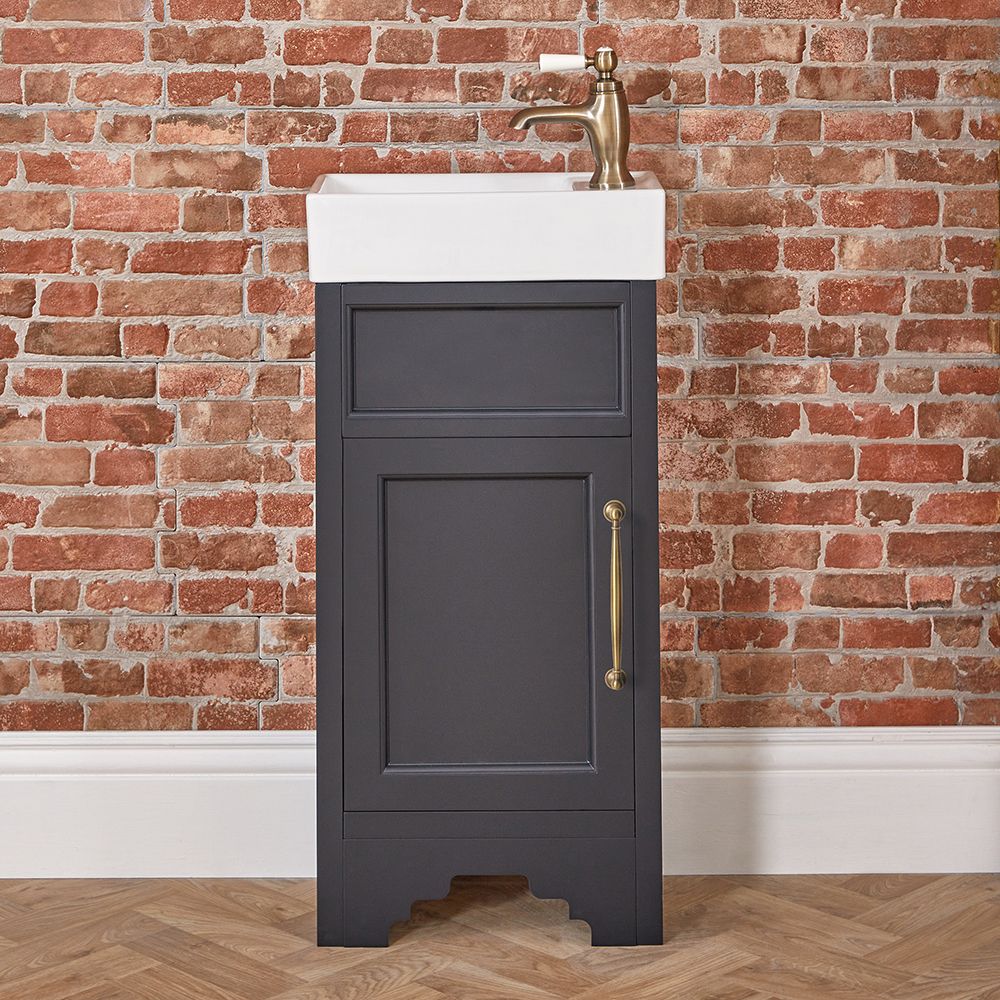 Milano Thornton - Black Grey 400mm Traditional Cloakroom Vanity Unit with Basin - Choice of Handles