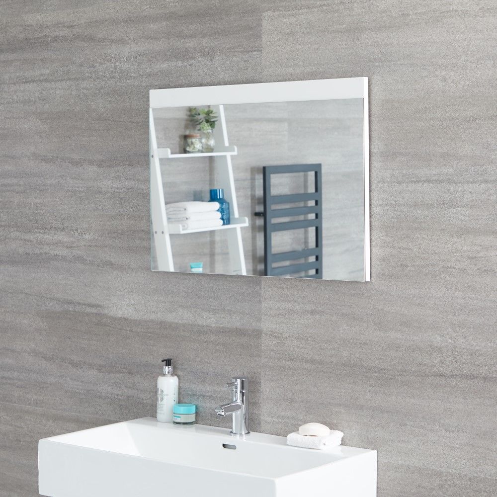 Milano Oxley - White Modern Wall Hung Mirror - 700mm x 500mm