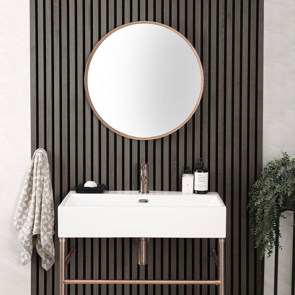 Milano - Brushed Copper Round Wall Hung Mirror - 600mm