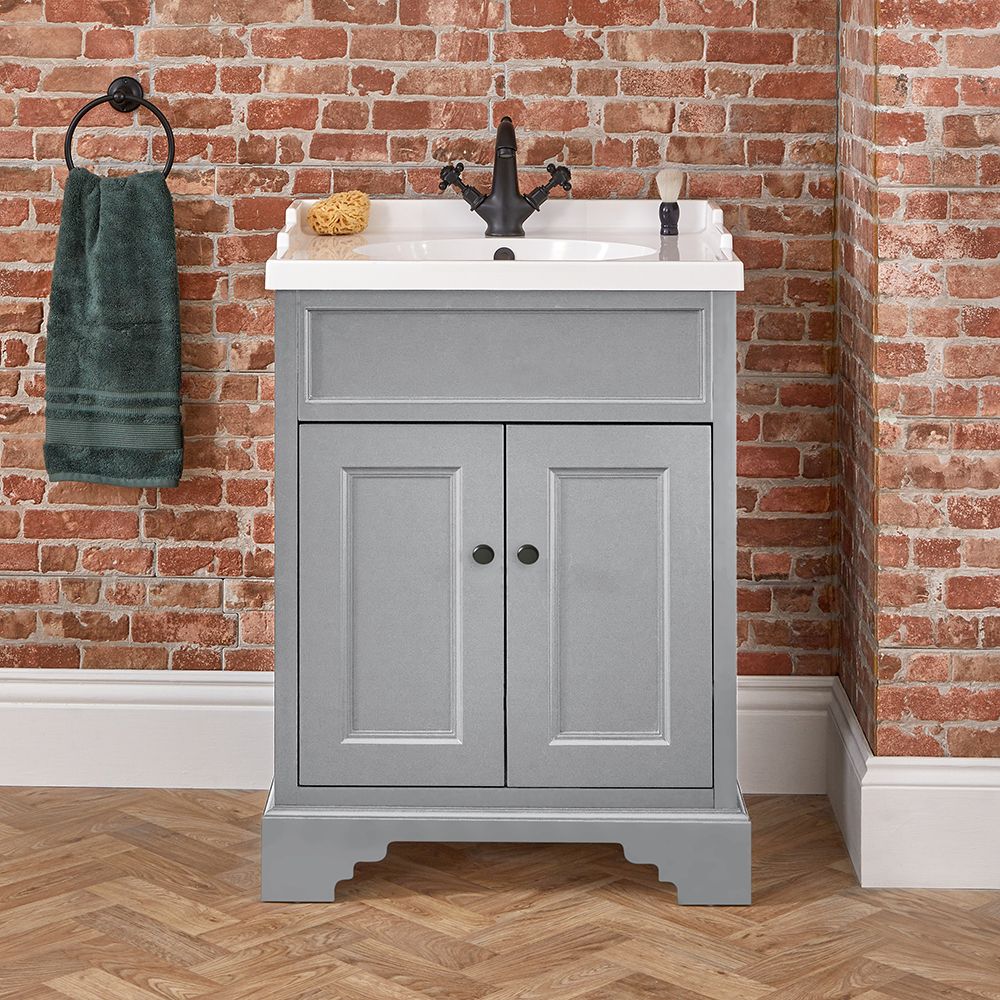 Milano Thornton - Light Grey 630mm Traditional Vanity Unit with Basin - Choice of Handles