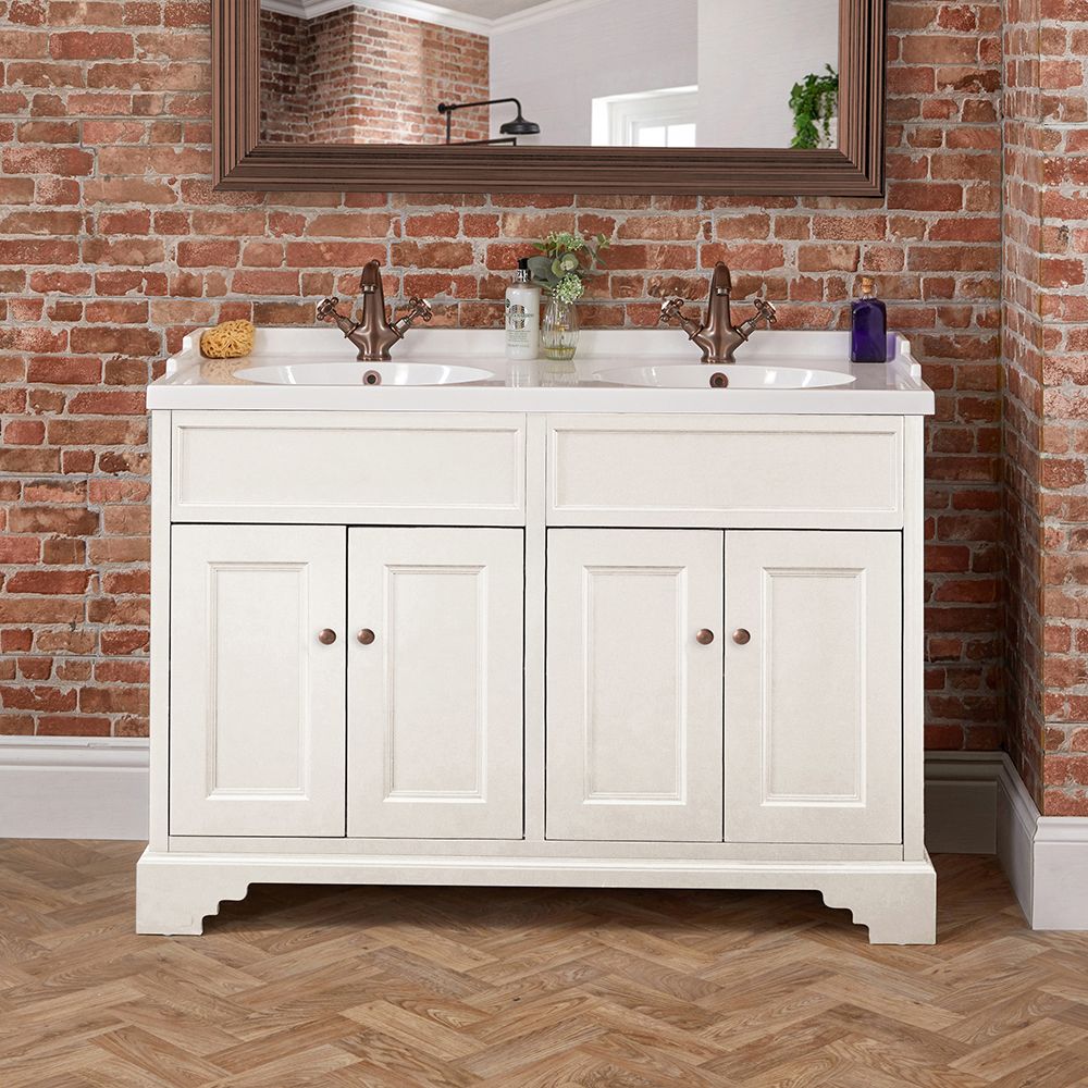 Milano Thornton - Smoke Grey 1200mm Traditional Vanity Unit with Double Basin - Choice of Handles