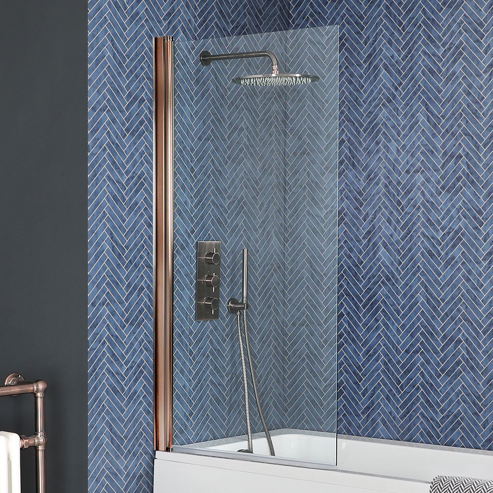 Milano Eris - Brushed Copper Bath Shower Screen