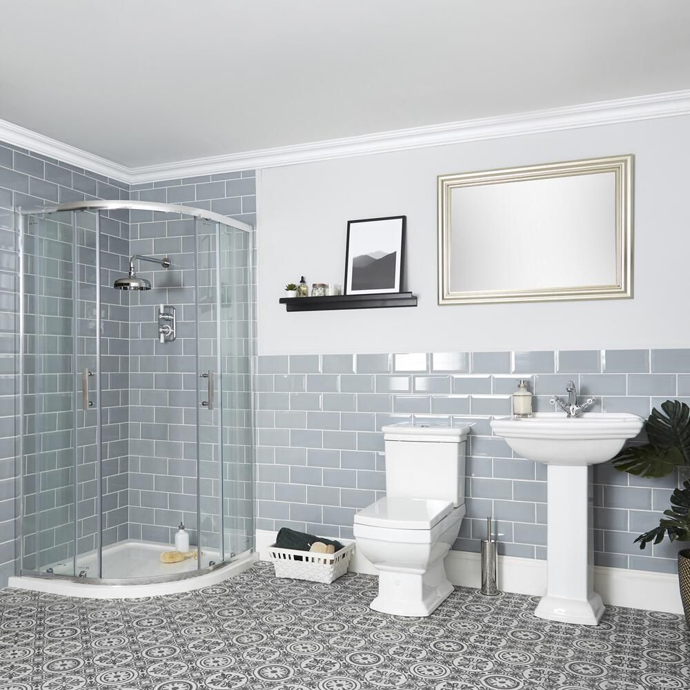 Milano Sandringham - Shower Suite with Quadrant Enclosure, Toilet and Pedestal Basin