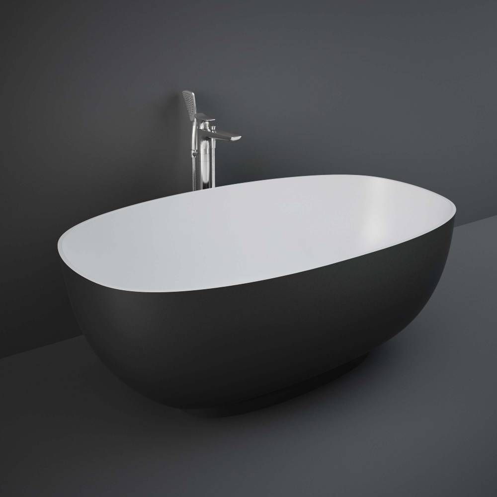 RAK Cloud - Black Modern Double-Ended Freestanding Bath - 1400mm x 753mm