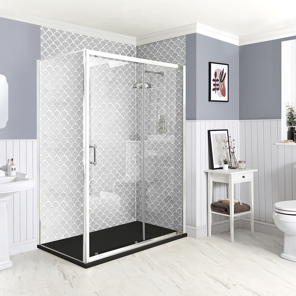 Milano Langley - Corner Traditional Sliding Shower Door Enclosure with Slate Tray - Choice of Sizes