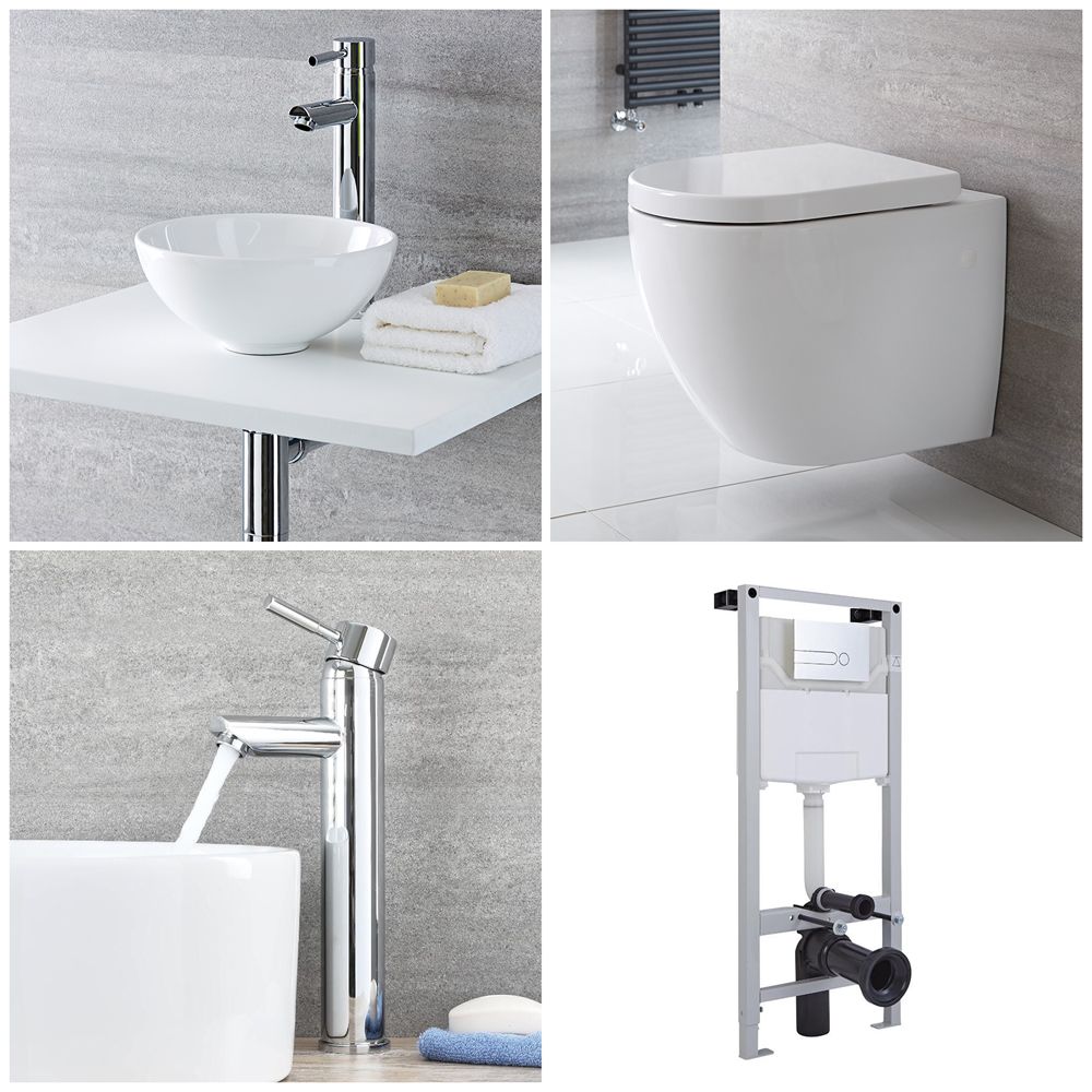 Milano Irwell - Complete Modern Cloakroom Suite with Mono Basin Tap