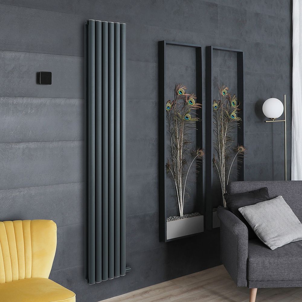 Milano Aruba Ardus - Anthracite Dry Heat 1700W Vertical Electric Designer Radiator - 1784mm x 354mm (Double Panel) - Choice of Wi-Fi Thermostat