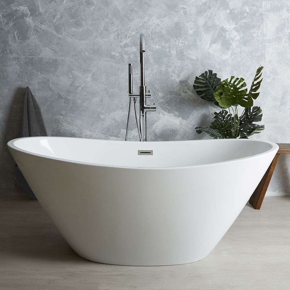 Milano Irwell - White Modern Oval Double-Ended Freestanding Slipper Bath - 1700mm x 750mm