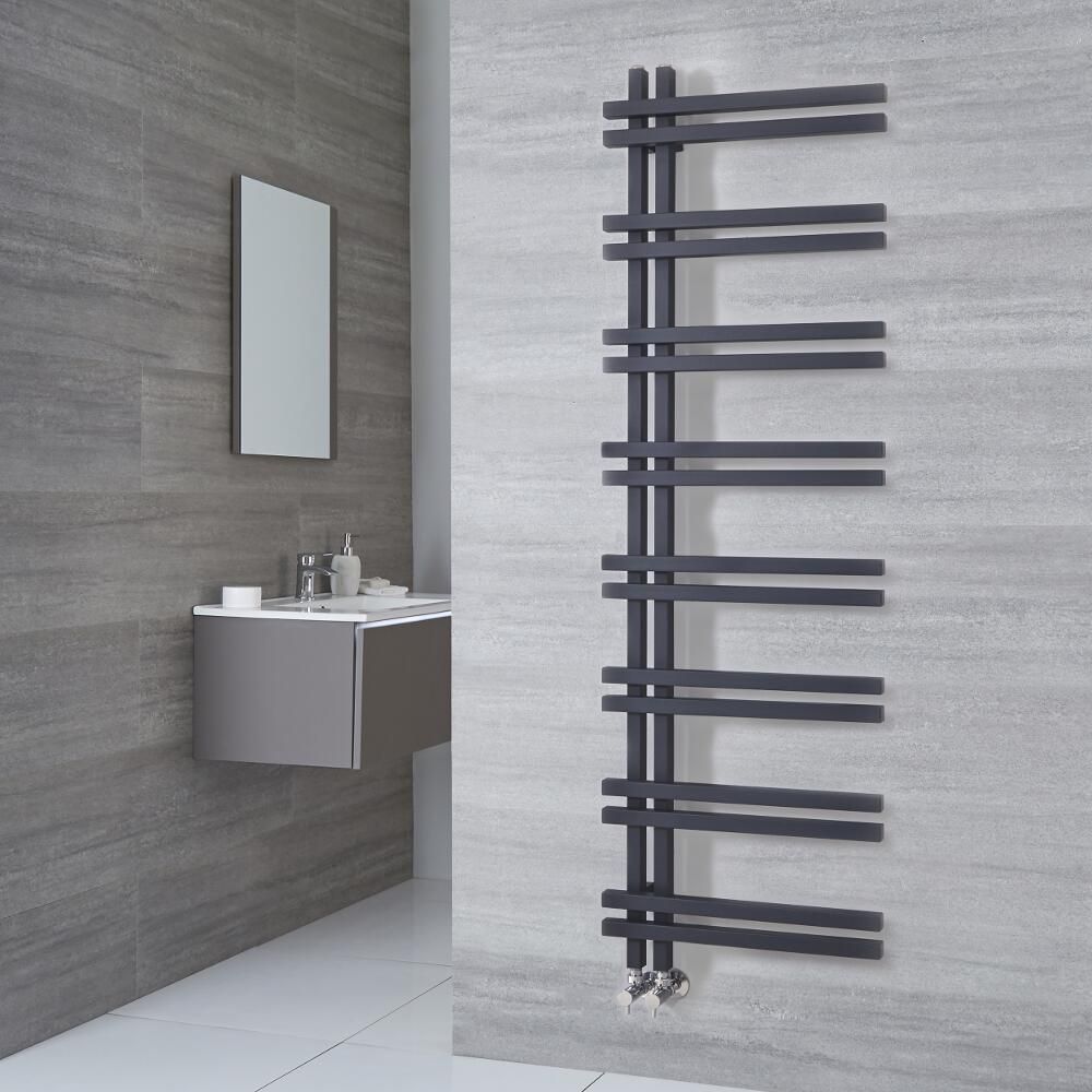 Milano Pars - Aluminium Anthracite Designer Heated Towel Rail - 1600mm x 500mm