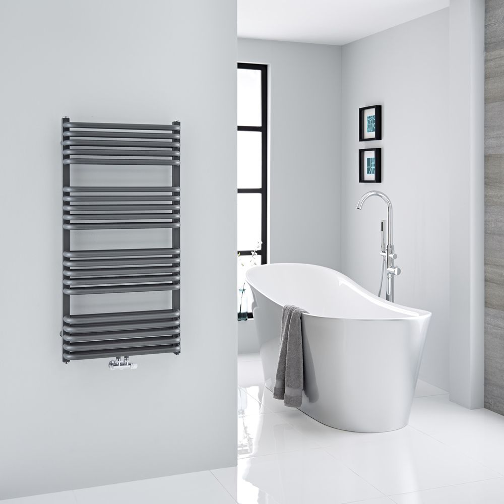 Milano Bow - Anthracite D-Bar Heated Towel Rail - Choice of Size