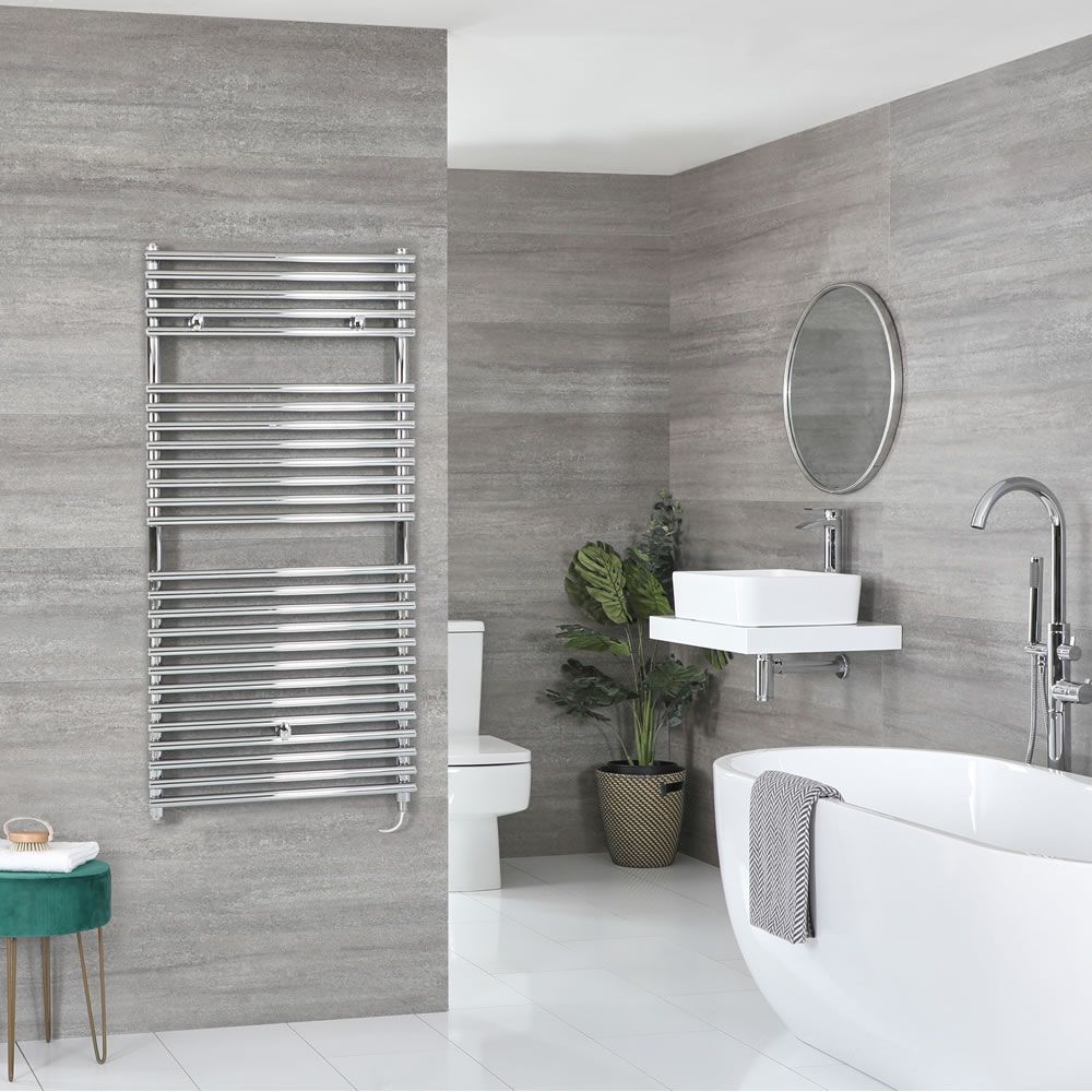Milano Arno Electric - Chrome Bar on Bar Heated Towel Rail - Choice of Size and Heating Element
