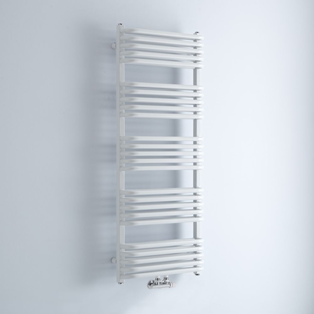 Milano Bow - White D-Bar Heated Towel Rail - 1269mm x 500mm