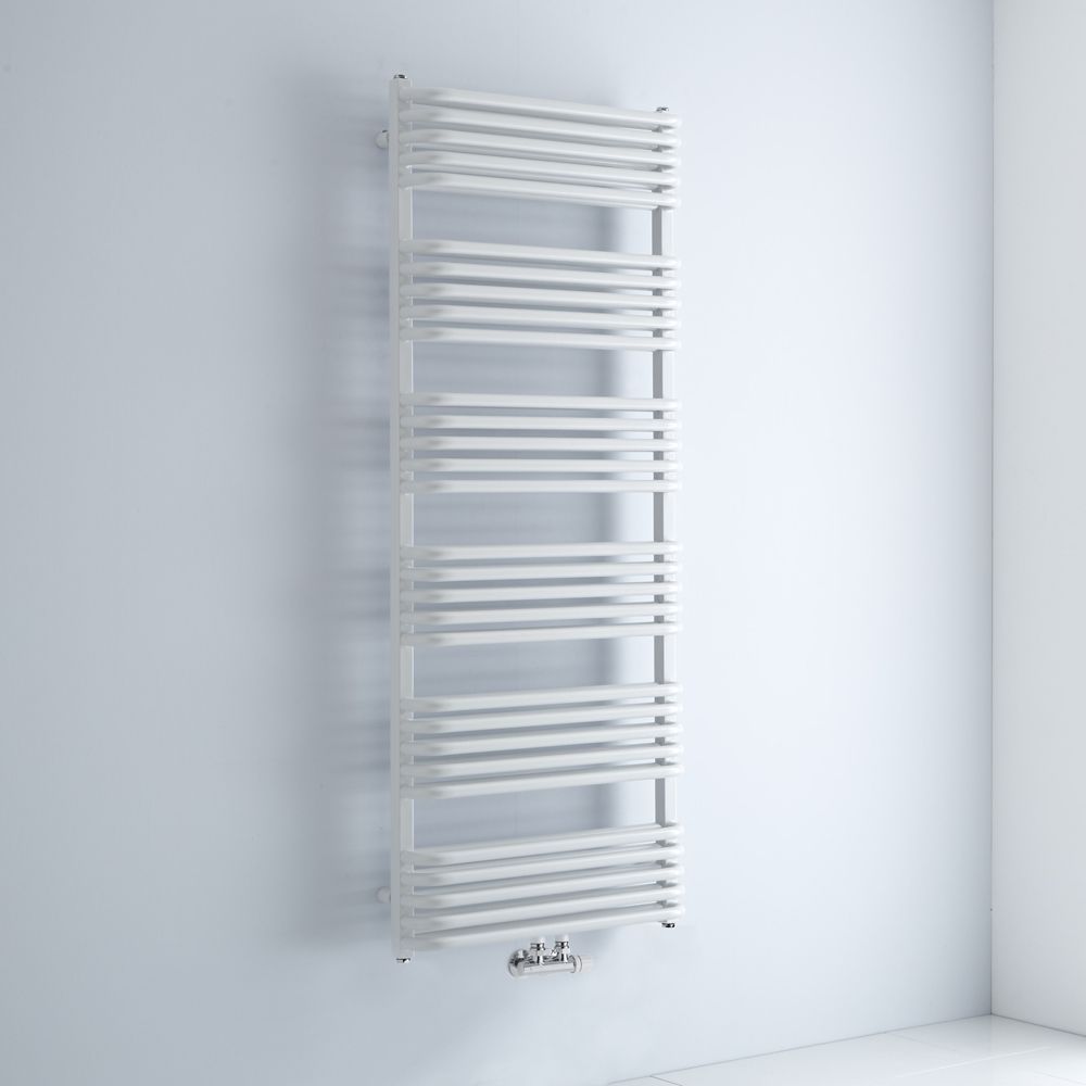 Milano Bow - White D-Bar Heated Towel Rail - 1533mm x 600mm