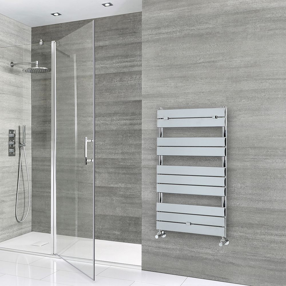 Milano Lustro - Chrome Flat Panel Designer Heated Towel Rail - 1000mm x 600mm