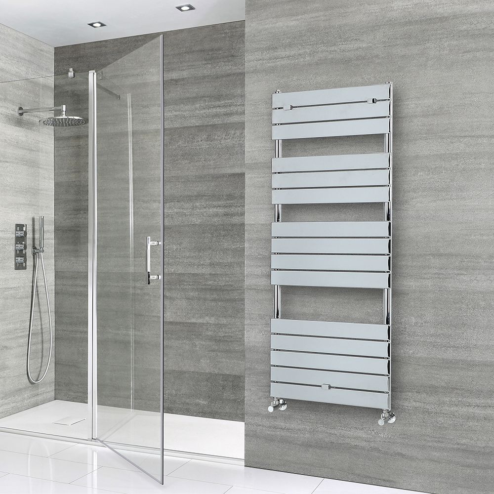 Milano Lustro - Chrome Flat Panel Designer Heated Towel Rail - 1512mm x 600mm