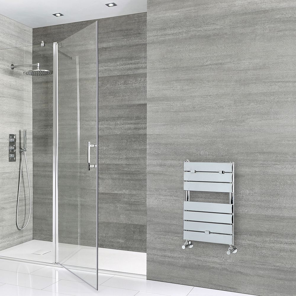 Milano Lustro - Chrome Flat Panel Designer Heated Towel Rail - 620mm x 450mm