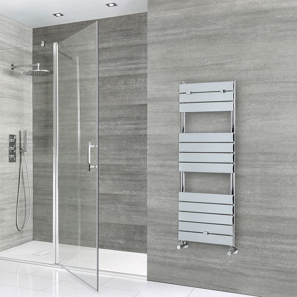 Milano Lustro - Chrome Flat Panel Designer Heated Towel Rail - Choice of Size