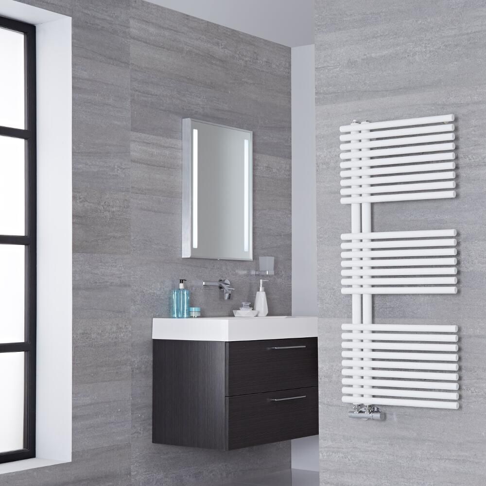 Lazzarini Way Bari - Mineral White Designer Heated Towel Rail - 1120mm x 500mm