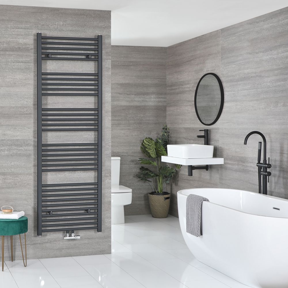 Milano Neva - Anthracite Central Connection Heated Towel Rail - 1785mm x 600mm