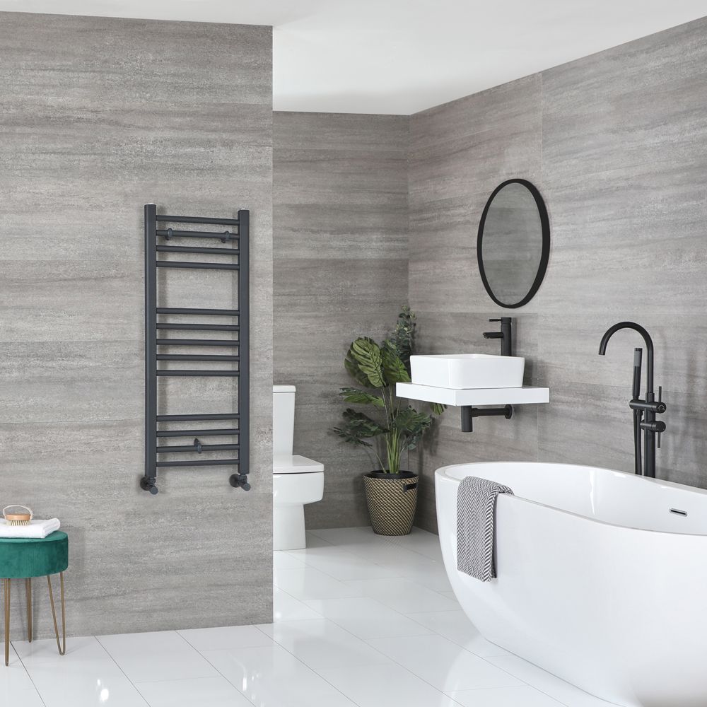Milano Artle - Anthracite Straight Heated Towel Rail - 1000mm x 400mm
