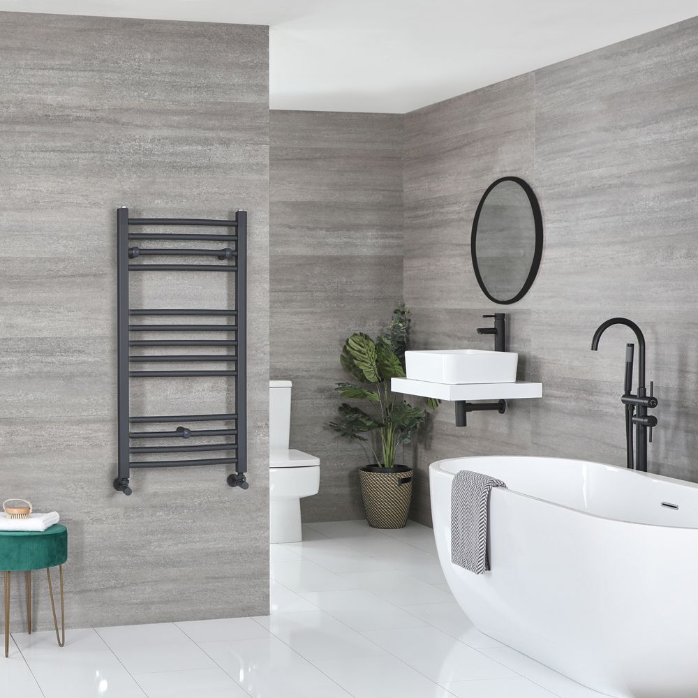 Milano Artle - Anthracite Straight Heated Towel Rail - 1000mm x 500mm