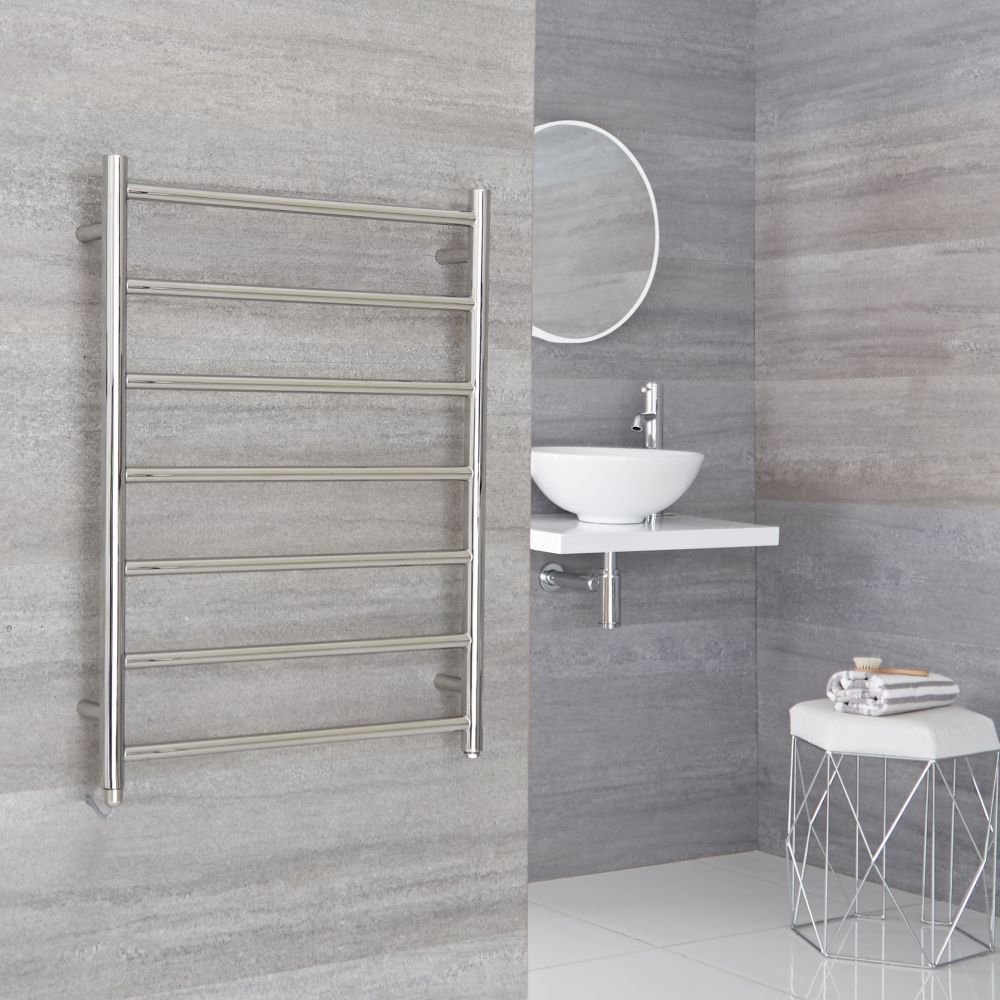 Milano Esk Electric - Stainless Steel Flat Heated Towel Rail - 800mm x 600mm