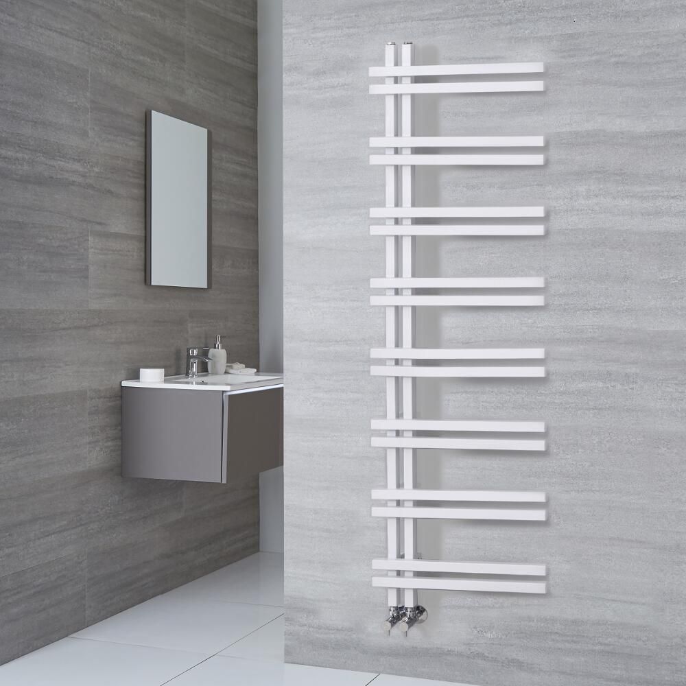 Milano Pars - Aluminium White Designer Heated Towel Rail - 1600mm x 500mm